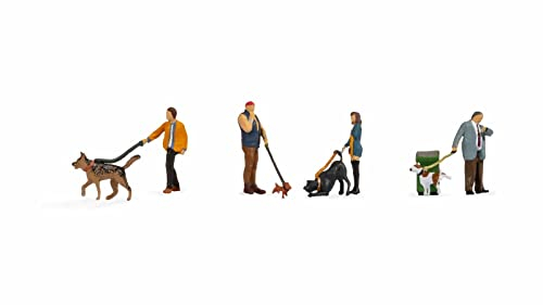 NOCH Figuren-Set „Menschen mit Hunden“, bewegliche Miniaturfiguren und Tiere für Ihre Modellbahnanlage im Maßstab 1:87
