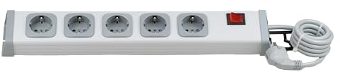 Ehmann Steckdosenleiste Universal 0201e71053301 in grau, mit Schalter, 5-Fach, 1,5 m Zuleitung