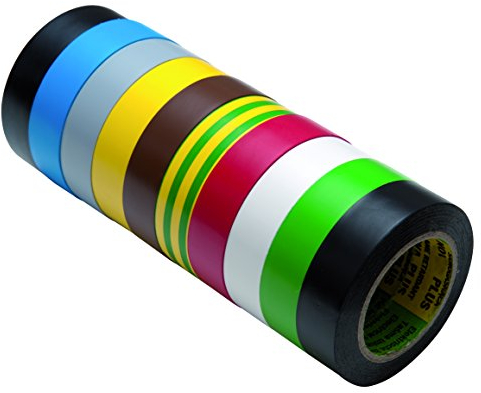 Isolierband Reparaturband Set in verschiedenen Farben, Länge 10 m, Breite 15mm, 10 Rollen, universell für den Elektrobereich, erfüllt VDE, ÖVE & SEV
