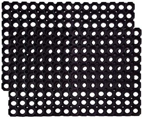 SafetyCare Rutschfeste verbindbare Bodenmatte aus Gummi - Mit Drainage Entwässerungslöchern - Anti-Ermüdungseffekt - 60 cm x 40 cm - 2 Matten