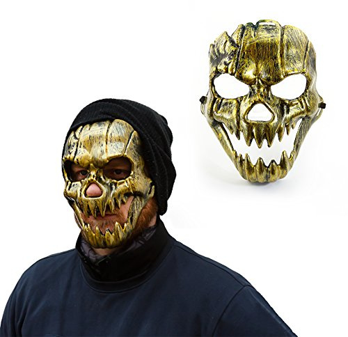 Oblique Unique® Maske Totenkopf Schädel metallisch glänzend (Gold)