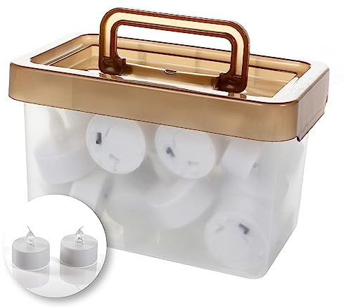 Flower Power Schlaraffenland LED Teelichter NELE - Set mit 24 Stück | 3,8x3,5 cm | weiß | flackernde LED Kerzen ohne Timer | Kunststoff | elektrische Teelichter und Kerzen