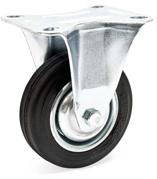 Wiltec Bockrolle Ø100mm mit Gummirad und Metallfelge 70kg Tragkraft, Vollmaterial Apparaterolle Transportrolle Möbelrolle, leiser Lauf