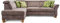 Cavadore Schlafsofa Ammerland mit Ottomane links / Federkern-Sofa im Landhausstil mit verstellbaren Kopfstützen, Bett und Bettkasten / 245 x 84 x 194 / Lederoptik hellbraun