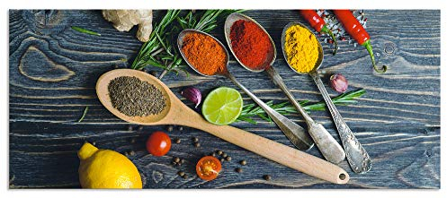 ARTland Spritzschutz Küchenrückwand aus Alu für Küche Herd Spüle 120x50 cm (BxH) mit Motiv Essen Lebensmittel Gewürze Kräuter Chili Chilischote H9KD