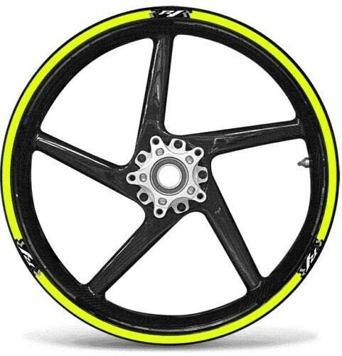 labelbike - Adesivi Strisce Moto Cerchi Ruote 17' Kit Protezioni compatibile con YAMAHA YZF-R1 - giallo fluo