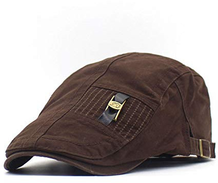 Adantico Herren Baumwolle Schirmmützen Flat Cap (Braun)