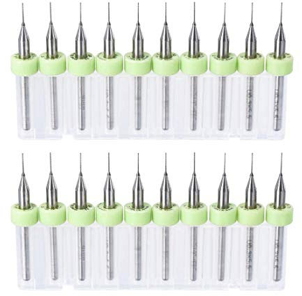 PCB Drill Bits 0.3 mm Tungsten Carbide Rotary Tool Jewellery CNC Engraving Circuit Board Printed Micro Drill Bits 1/8 Inch Shank 2 Set (20 Pieces)