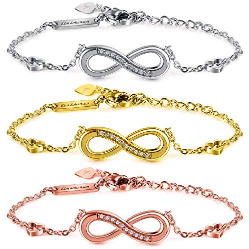 Kim Johanson Edelstahl Damen Fußkettchen *Infinity* in Silber, Gold & Roségold | Fußkette mit einem Unendlichkeit Zeichen | Boho Schmuck | Verstellbar inkl. Schmuckbeutel (Silber + Gold + Roségold)