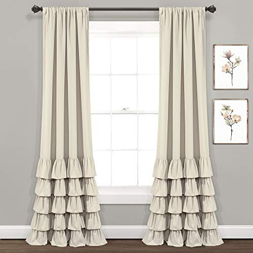 Lush Decor Allison Ruffle - Panel de cortinilla para Ventana (220 x 100 cm), Color Neutro