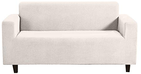 VanderHOME Elastischer Sofabezug 1-Stück Sofa Überwürfe Sofabezug Jacquard Elastische Stretch Spandex Couchbezug Sofahusse Sofa Abdeckung Hussen für Sofa, Couch, Sessel 4-Sitzer Weiß