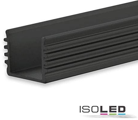 ISOLED LED-Aufbauprofil SURF12 BORDERLESS Schwarz, 200cm, Für max. 12mm LED-Streifen