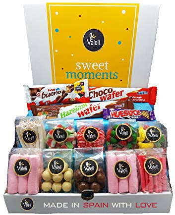 Valeli, Panier de bonbons y chocolate, Coffret cadeau original: Anniversaire – 1Kg.