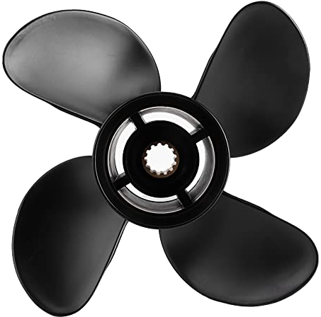 Yctze Außenbordpropeller 10 3/8x13 Hochschub 4-Blatt Aluminiumlegierung für Außenbordmotoren 35-60PS, Ersatzpropeller, Außenbordzubehör