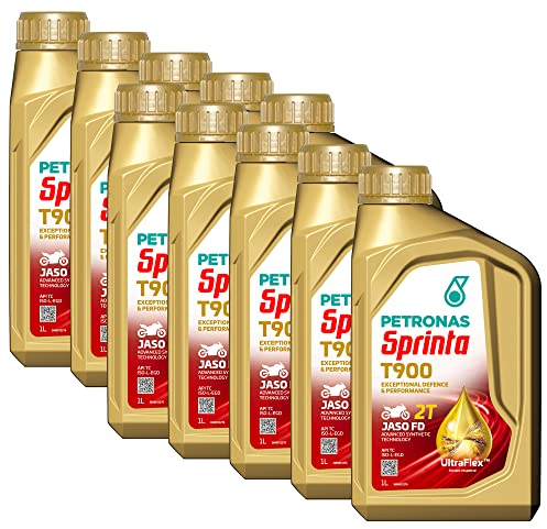 Kit 10x Sprinta Olio Motore 100% Sintetico per Moto e Scooter 2 Tempi T900-10 Confezioni da 1 Litro