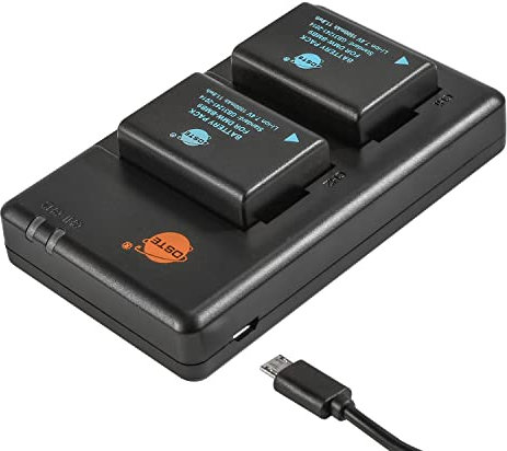 DSTE 7.4V 1500mAh DMW-BMB9 QIAOJINLIN Lithium Battery Pack(2 Packs) and Dual Charger Compatible with Panasonic DMW-BMB9E and Panasonic Lumix DMC-FZ40 DMC-FZ45 DMC-FZ47