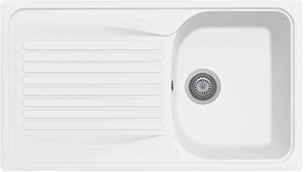 Plados Fregadero de cuarzo de cocina empotrado HR0861 bañera individual más escurridor - Blanco