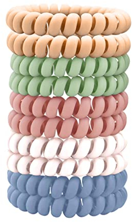 10 Stück Telefonkabel haargummi elastisch Haarband, 5 Farben Spirale Telefonkabel, Dehnbar Spule,Telefonkabel Traceless Haar Ring für Alle Haartypen(Helle Farbe)…