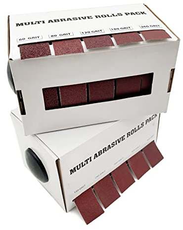 LYFJXX Schmirgeltuch-Rolle mit 10 Rollen, Körnung 60, 80, 120, 150, 180, 240, 320, 360, 400, 600, Schleifpapier, verschiedene Packungen mit Spender für Metall, Glas, Tischlerei, Schleifpapier (6 m)