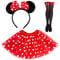DreamJing Minnie Mouse Costume for Women Girls Adult include Polka Dots Tutu Dress Mouse Ears Hair Hoop and Long Stockings, Halloween Xmas Carnival Cosplay Princess Fancy Dress Up, Red, M