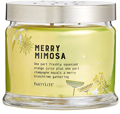 Partylite Kerzenglas mit 3 Dochten, gepresstes Orange und Champagner – VMerry Mimosa