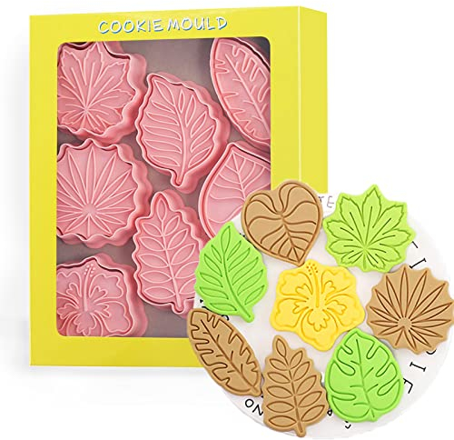 Tuxxzis Lot de 8 emporte-pièces 3D pour décoration de fête (feuille tropicale)