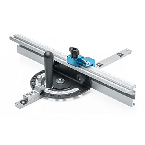 Dubois 51007 Table Saw Miter Gauge Fence System w/ 13 Precise Angle Stops & Standard 3/4”x 3/8”T-Slotted Miter Bar w/T-Slot Plate, Includes T-Track Miter Fence, T-Track Flip Stop, SEA/Metric Scale