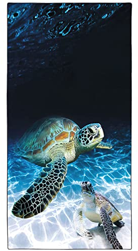Zomer Strandtuch groß 90x180 cm Schnelltrocknendes Mikrofaser Bedrucktes mit Meeresschildkröte Motiv