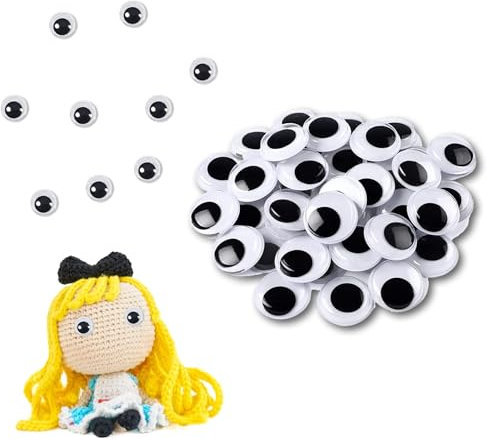 Stick on Googly Eyes for Crafts, Small Sticky Googly Eyes for Crafting, 100Pcs Googly Eyes Self Adhesive Googly Eyes, Black White Sticky Wobbly Eyes Plastic Craft Eyes for DIY Scrapbooking Crafts