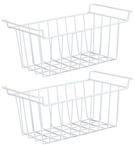 Panier de Rangement pour congélateur, Panier de Rangement pour réfrigérateur, Panier de Rangement en Fil métallique pour congélateur avec poignées, Paniers en Fil (47.5x24.5x20cm