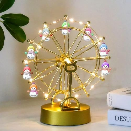 Personalisierte Familienname Schneemann Weihnachtsbaum LED Licht,Tischplatte Metall Weihnachtsbaum Lampe Weihnachtsbaum Lichter,Schneemann Weihnachtsdekoration Geschenke für Frauen Männer Großeltern