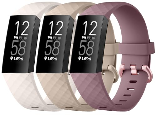Tobfit 3 piezas para Fitbit Charge 3 pulsera de silicona deportiva suave ajustable para Fitbit Charge 4 pulsera/Fitbit Charge 4 SE/Charge 3 SE (S,Starlight/Miltee/Violet)