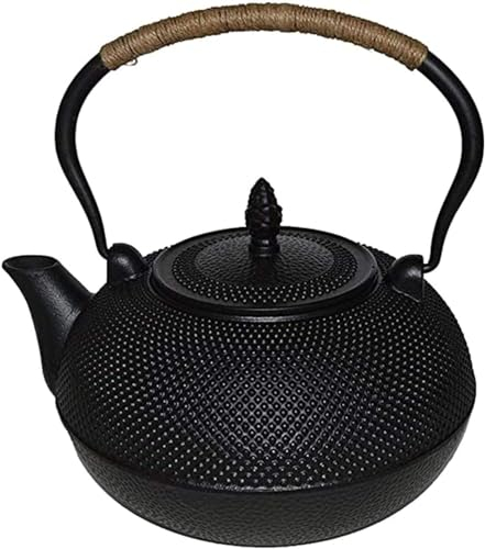 LeGDOr Cast Iron Teapot, 3l Extra Large Capacity for Tea House, Uncoated Iron Kettle Set Southern Japan Dinnerware Black Studded Pattern Tea Sets