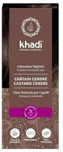 khadi ASCHBRAUN Pflanzenhaarfarbe, Haarfarbe für mattes, mittleres Aschbraun bis zu intensivem Kaffeebraun – ohne rötliche Reflexe, Naturhaarfarbe 100% pflanzlich & vegan, Naturkosmetik, 100g