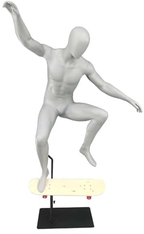 BBHW Schaufensterpuppe Skifahren Schaufensterpuppen Ganzkörper, Graue Männliche Schaufensterpuppe mit Ständer, Lebendiger Sport-Dummy-Modell-Torso, Skibekleidung/Kleidung/Snowboard-Ausstellungspuppe