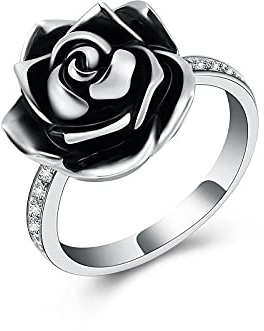 VCCWYQK Rose Blume Urne Ring für Asche für Frauen Kremation Schmuck für Asche Memorial Keepsake Ring hält geliebten Menschen