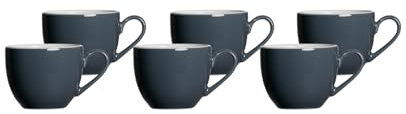 Ritzenhoff & Breker Doppio Espressotassen, 6er Set, Espresso Obertassen mit farbigem Rand, Porzellan, Anthrazit, 80 ml, 430264