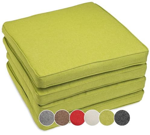 sunnypillow 4er Set Stuhlkissen wasserdicht UV-lichtecht 45 x 45 x 5cm - Polsterauflage Auflage für Stühle/Bänke - Sitzkissen Stuhlauflage für Haus und Garten - Indoor/Outdoor - Grün