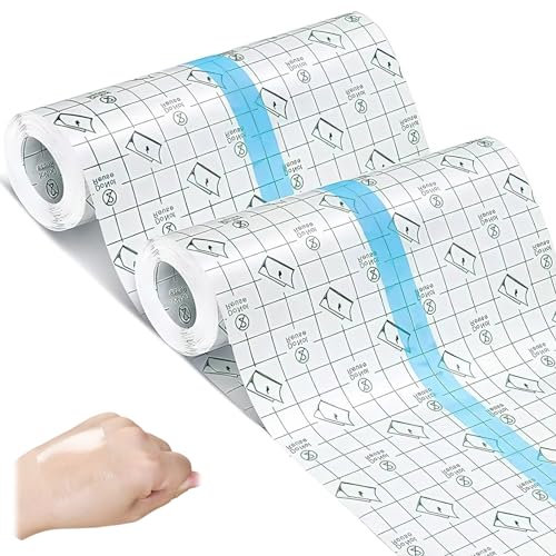 2 Rouleau Pansement Waterproof, Pansement Tatouage Waterproof, 2M x 15 CM Bandage Tatouage, Transparent Pansement Étanche, Imperméable Film Tatouages Bandage Adhésif, pour Sport, Douches
