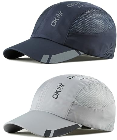 AYPOW 2 Pcs Baseball Cap Herren Damen, Schnelltrocknend Basecap Running Cap mit Atmungsaktivem Mesh Unisex, Leichtgewicht Schildmütze Verstellbar Draußen Kappen Sonnenhut Cappy für Golf Reisen Laufen
