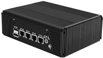 HUNSN Micro Firewall Appliance, Mini PC, Mikrotik, OPNsense, VPN, Router PC, AMD Ryzen 7 7840HS, RJ11f, 4 x 2.5GbE I226-V, Type-C USB4, Type-C 10G, TF, Console, HDMI, DP, 32G RAM, 256G SSD