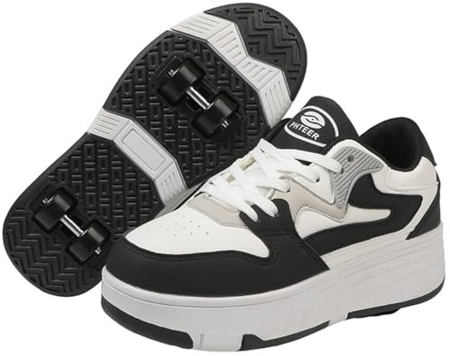 Schuhe mit Rollen für Jungen Mädchen Skateboardschuhe für Kinder Erwachsene Rollschuhe Outdoorschuhe Turnschuhe 2-in-1-Multifunktionsrollschuhe Sneakers Sportschuhe (Wow-V4, 39EU)