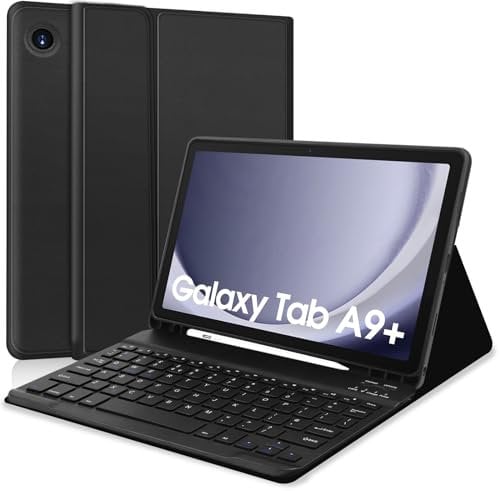 Ducerta Keyboard Case for Samsung Galaxy Tab A9+ / A9 Plus 11 Inch 2023,Built-in S Pen Holder,Slim Smart Cover with UK Layout Bluetooth Keyboard for Samsung Galaxy Tab A9 SM-X210/X216/X218,Black