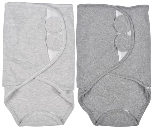 Funmo Saco de Dormir Bebe, 2PCS Swaddle Bebe 0-3 Months Manta Envolvente Manta de Arrullo Cobija Algodón Suaves Cómodas para Bebé Recién Nacidos Niños y Niñas, Gris