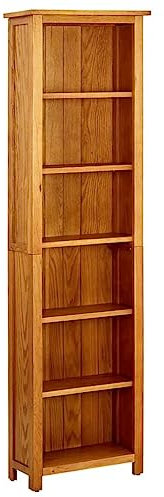 Hommdiy Eichenholz Massiv Bücherregal Schmal mit 3 Regalböden Bücherschrank Standregal Büroregal Wandregal Regal Holzregal 52 x 22 x 180 cm