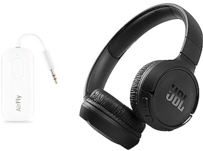 Twelve South AirFly Pro | Bluetooth Audio Adapter & JBL Tune 510BT – Bluetooth On-Ear Kopfhörer in Schwarz – Faltbare Headphones