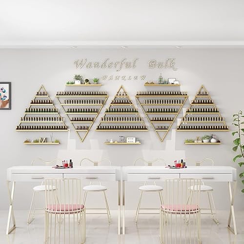 Wall Mounted Nail Polish Storage Racks Wall Mounted Nail Polish Display Rack, Triangle Storage Holder For Salon Shop, Perfume Essential Oils Bottle Organizer Floating Shelf