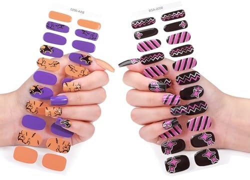 Pinx Gel Nail Stickers, Halloween Semi Cured Gel Nail Strips, Fall Nail Wraps, Self-adhesive Glow In The Dark Nail Stickers, No Bake Gel Nail Stickers