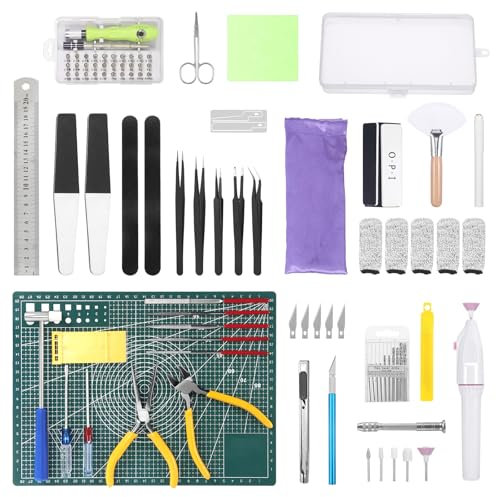 Roxanex 101 piezas de herramientas de modelismo kit de herramientas de construcción para Hobby kit de herramientas de modelismo kit de herramientas básicas para reparar y reparar maquetas de coches