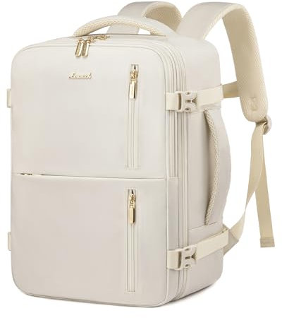 LOVEVOOK Reiserucksack Flugzeug Damen, Handgepäck Rucksack 40x30x20, Carry On Luggage Travel Backpack 24l für 14 Zoll Laptop, Cabin Kofferrucksack für Business Reisen, Beige